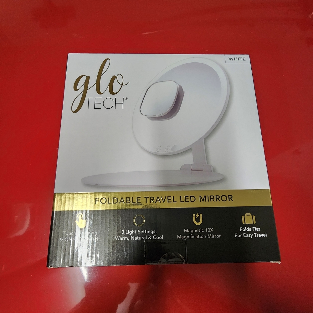 White Foldable Travel LED Mirror